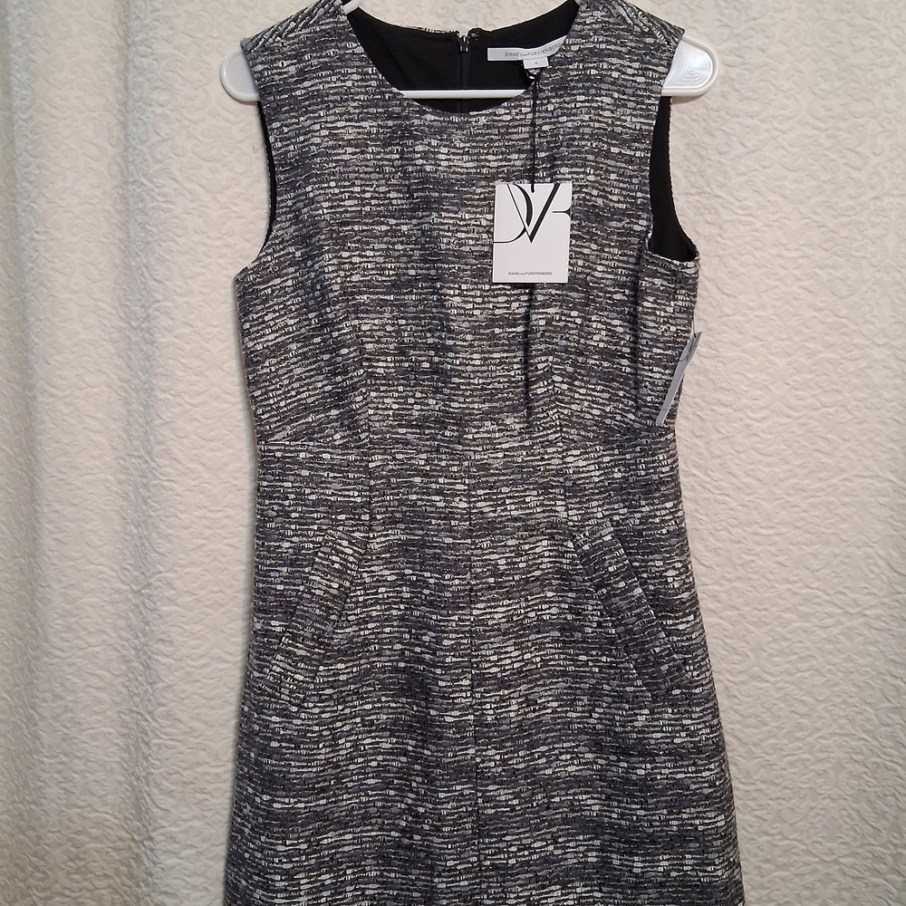 Diane Von Furstenberg Elegant  Black and White Tweed Dress
